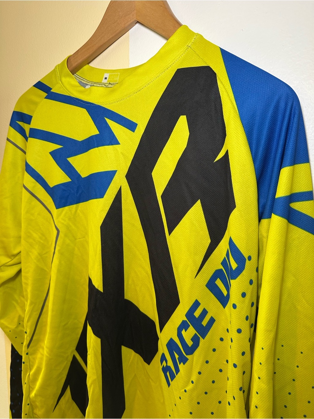 Fox Racing Race Day Performance Men's Long-Sleeve Shirt - Neon Yellow & Blue